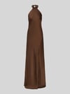 Mascara Abendkleid mit Neckholder zum Binden Dunkelbraun