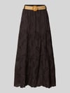 ZABAIONE Midirok met ajourwerk en riem model 'Mi44mii' Lichtbruin