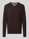 Fynch-Hatton Regular Fit Strickpullover aus Baumwoll-Mix mit Kaschmir-Anteil Dunkelbraun