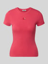 REVIEW slim fit T-shirt met motiefstitching Rood