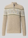 RAGMAN Regular Fit Norwegerpullover mit Troyer-Kragen Taupe