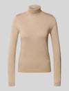 VERO MODA Slim Fit Rollkragenpullover aus Viskose-Mix Modell 'HAPPYSHINE' Beige