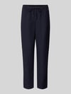 Marc Cain straight fit stoffen broek van viscosemix met linnenaandeel Marineblauw
