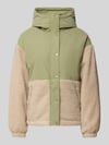 Mazine Regular fit jack met imitatiebont, model 'Blocking' Rietgroen