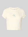 Calvin Klein Jeans Przycięty T-shirt w paski z logo Jasnożółty