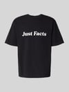 REVIEW T-Shirt mit geripptem Rundhalsausschnitt Black
