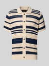 JACK & JONES Premium Modern Fit Freizeithemd in Strick-Optik mit Knopfleiste Marine