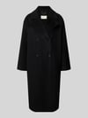 Milano Italy relaxed fit lange jas van pure wol met 2-knoopsluiting Zwart