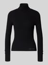GUESS Sweter z dzianiny z mieszanka wiskozy z golfem Czarny
