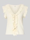 ONLY Slim Fit Strick-Top aus Viskose-Mix Modell 'NELLY' Offwhite