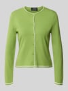 Marc Cain Cardigan van viscosemix met contrasterende rand Grasgroen