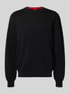 HUGO Loose Fit Strickpullover aus reiner Baumwolle Modell 'SAN CELLY' Black