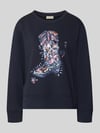 Milano Italy Sweatshirt met motiefprint en pailletten Marineblauw