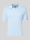 REVIEW slim fit gebreid shirt met geborduurd logo Lichtblauw