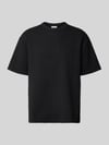 CK Calvin Klein T-shirt z Okrągłym dekoltem Model 'CRINKLE CREPE SPACER' Czarny