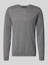 MAERZ Muenchen Regular Fit Strickpullover mit Rundhalsausschnitt Mittelgrau