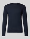 Matinique Sweter z dzianiny z prążkowanymi wykończeniami model 'Margrate' Granatowy
