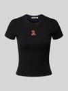 REVIEW T-Shirt mit Motiv-Stitching und Rundhalsausschnitt Black