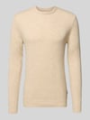 Blend Gebreide pullover met ribboorden, model 'BRANKO' Beige gemêleerd