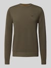 PME Legend Strickpullover mit Logo-Stitching Modell 'Ricecorn' Oliv