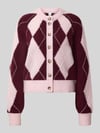 YAS Cardigan aus Woll-Mix mit Rundhalsausschnitt Modell 'JOHI' Pflaume