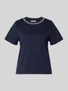 Christian Berg Woman T-shirt z Perłami i Obszyciem ozdobnymi kamieniami Ciemnoniebieski