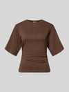 Jake*s Casual T-Shirt mit 1/2-Arm und Raffungen Dunkelbraun