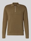 JACK & JONES Premium Sweter z dzianiny z prążkowanymi wykończeniami model ‘MILANO’ Oliwkowy