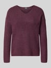 ONLY Regular Fit Pullover mit V-Ausschnitt Modell 'CAMILLA' Bordeaux Melange