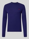MCNEAL Slim Fit Strickpullover aus reiner Wolle mit Label-Stitching Pflaume