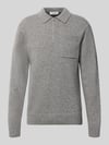 Casual Friday Strickpullover aus Woll-Mix mit Polokragen Modell 'FELIPO' Hellgrau Melange
