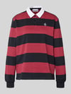 REVIEW Polo-Langarmshirt mit Streifen und kontrastiger Knopfleiste Dunkelblau
