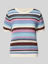 Jake*s Casual Gebreid shirt met ajourpatroon Bleu