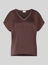 V by Vera Mont Blusenshirt aus Satin mit V-Ausschnitt Dunkelbraun