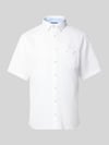 Fynch-Hatton Regular Fit Leinenhemd mit Button-Down-Kragen Weiss