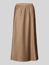 Milano Italy Midirock aus Satin mit elastischem Bund Taupe