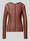 Topshop Longsleeve o kroju slim fit w półprzezroczystym designie model 'Belma' Orzechowy