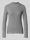 Tom Tailor Shaped Fit Langarmshirt aus Viskose-Mix mit Allover-Muster Black