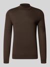 Christian Berg Men Regular Fit Turtleneck aus Woll-Mix Dunkelbraun Melange