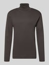 Christian Berg Men Regular Fit Longsleeve aus reiner Baumwolle mit Rollkragen Anthrazit