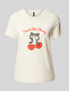 VERO MODA Regular Fit T-Shirt aus reiner Baumwolle Modell 'VANESSA' Offwhite