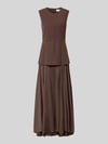 Jake*s Collection Maxi-jurk van mix van lyocell en linnen met 2-in-1-look Donkerbruin