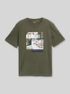 Tom Tailor męski t-shirt o kroju regular fit z czystej bawełny Oliwkowy
