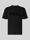 BOSS Green T-shirt o kroju regular fit z mieszanki bawełny model „ICONIC” Czarny