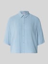 Jake*s Casual Bluse mit Kentkragen und Knopfleiste Bleu