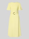 Rinascimento Cocktailkleid mit Gürtel und Rundhalsausschnitt GELB