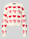 VERO MODA Regular Fit Weihnachtspullover mit Rundhalsausschnitt Modell 'CANDYHEARTS' Offwhite