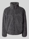 REVIEW Teddyfell Jacke mit Stehkragen und Label-Detail Dunkelgrau Melange