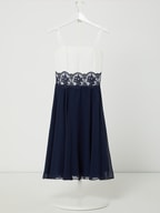 Festliches Spitzenkleid Für Mädchen Mit Stola – Dunkelblau Mit Strass-Stein-Trimming