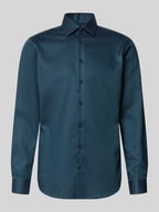 DEMEANOR Overhemd Heren Stretch Lange Mouwen Vrijetijdshemd Slim Fit Zakelijk Strijkvrij, Navyblauw, S